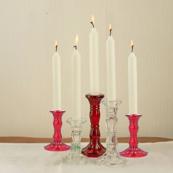 Glass Taper Holder, Red, 4 in.