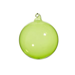Apple Green Sheer Blown Glass Ball Ornament, 4 in. with a smooth translucent finish, perfect for adding a fresh, vibrant touch to holiday decor and gifts.