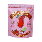 Noble Mick's Frozen Cocktails, Strawberry Daiquiri pouch featuring a vibrant illustration of a red frozen cocktail with a strawberry and lime garnish, ideal for gifts and entertaining. 1