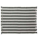 Striped Throw with Fringe, Natural & Green, 60 X 50 in. features alternating natural and green horizontal stripes with fringe on the edges, perfect for cozy home decor by Knotty and Board. Every Room Needs A Little Knotty and Board. 1