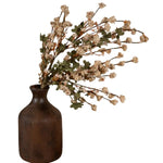 Wild Zinnia Spray, Beige, 32 in. displayed in a rustic brown vase, perfect for adding a natural decor touch to kitchen, dining, or living spaces from Knotty and Board. 1