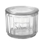 Pressed Glass Salt Cellar 12 oz. in clear glass with embossed 