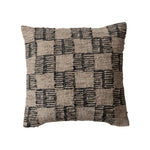 Square Woven Indoor/Outdoor Pillow with Block Pattern, 20
