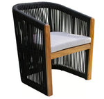 Teak & Black Rope Dining Chair, 25 X 25 X 30.5 1