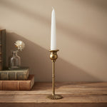 Metal Taper holder with Fluted Base, Antique Gold, 9.25 in. 2