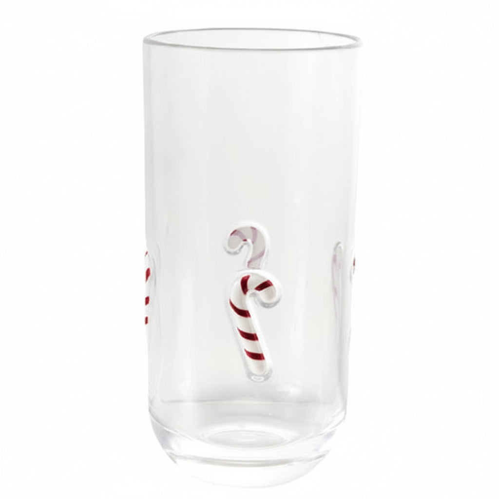 Drinking Glass w/ Embedded Candy Cane, 18 oz.
