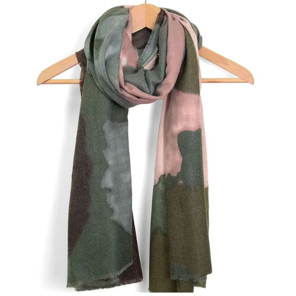 Coffee Multi Inkblot Scarf, Green