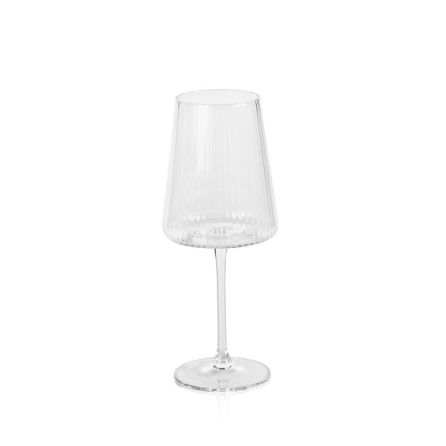 Bandol Fluted Textured Wine Glass, 9.5 in., a clear elegant glass with a fluted textured design, perfect for kitchen, dining, and entertaining, available from Knotty and Board.