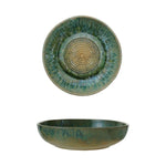 Stoneware Garlic/Ginger Grater Bowl, Green & Blue, 12.25 X 3 in., ceramic kitchen grater bowl with textured center for grating garlic or ginger, perfect for gifts and decor from Knotty and Board. 1