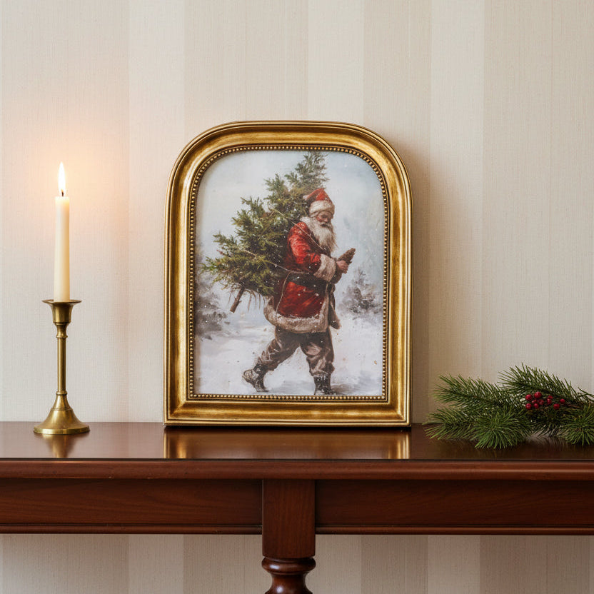 Santa Tree Frame, Antique Gold, 10 X 12 in.