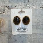 Oval Tiger Eye Stud Earrings 2