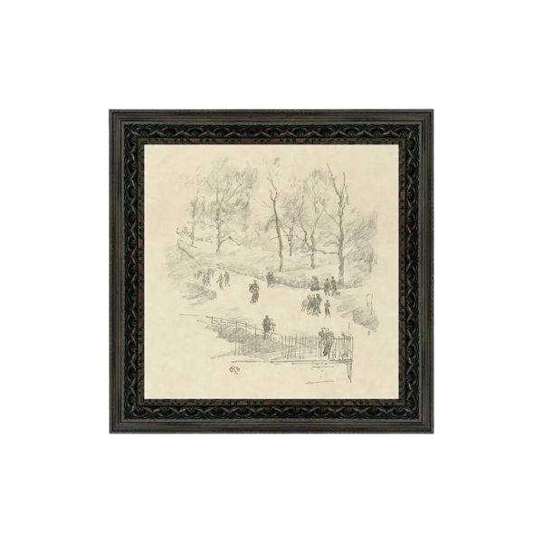 Kensington Gardens in Winter Framed Antique Art, 9 X 9 in.