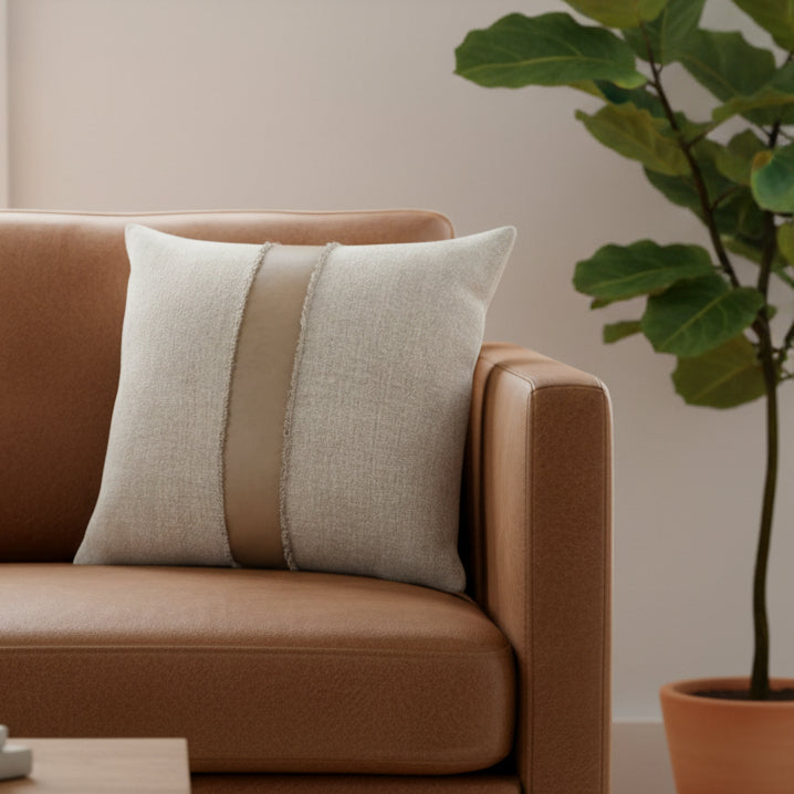Steam Pillow, Sandstorm Taupe and Natural, 26 X 26 in.