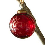 Red Glass Etched Ball Ornament, Assorted Designs, 4 in. 6