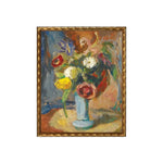 Vintage Oil Painting of Flowers in Vase I, Gold Frame with Beads, 12 X 16 in. 1