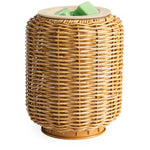 Illumination Fragrance Warmer, Wicker Lantern, 5.5 in. with woven wicker design holding green fragrance wax melts, perfect decor and gift from Knotty and Board for kitchen or dining ambiance. 1