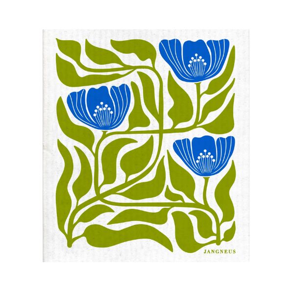 Swedish Dishcloth, Flower, Green/Blue
