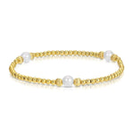 Stretch Bead with Pearls Bracelet, 3mm, Gold 1