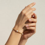 Stretch Bead with Pearls Bracelet, 3mm, Gold 2