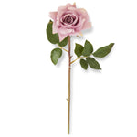 Light Purple Real Touch Duchess Rose Stem with lifelike petals and green leaves, perfect for elegant decor or thoughtful gifts from Knotty and Board. 1