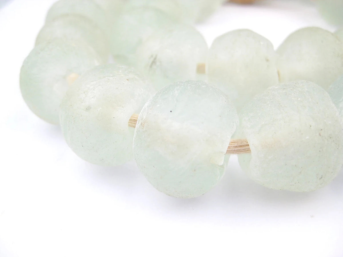 Clear Recycled Glass Beads, 14 mm