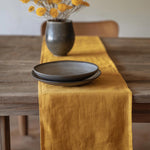 Stonewashed Linen Table Runner, Mustard, 108 in. 2
