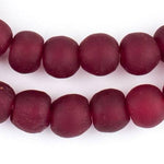 Deep Red Recycled Glass Beads, 14 mm 2