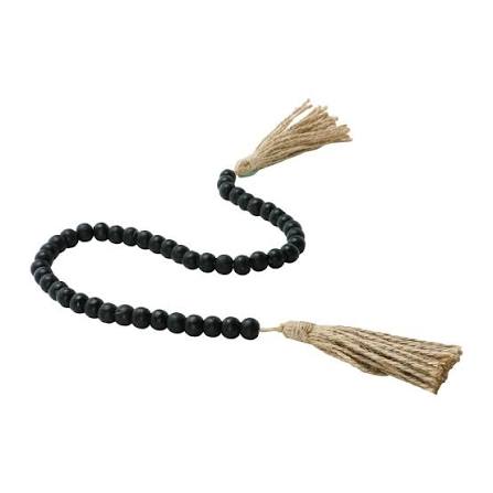 Wood Bead Garland w/ Jute Tassels, 28
