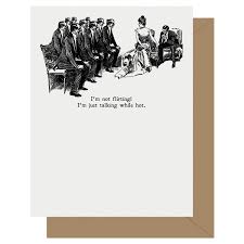 Gibson Girl Flirting Letterpress Greeting Card