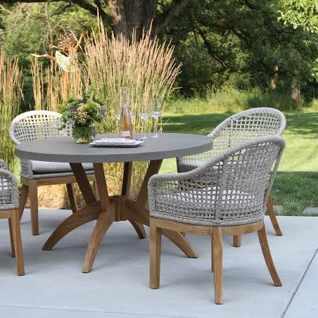 Nautical Rope & Teak Dining Chair with Sunbrella Fabric