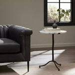 Sophie End Table, Veined White Marble 2