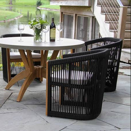 Teak & Black Rope Dining Chair
