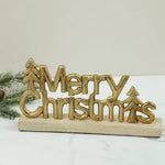 Merry Christmas Tabletop Sign, Wood and Gold, 11 in. 2