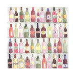 Paper Cocktail Napkin, 20 Ct, Wine Shelves features a colorful watercolor illustration of various wine bottles arranged on shelves, perfect for entertaining or kitchen decor by Knotty and Board. 1