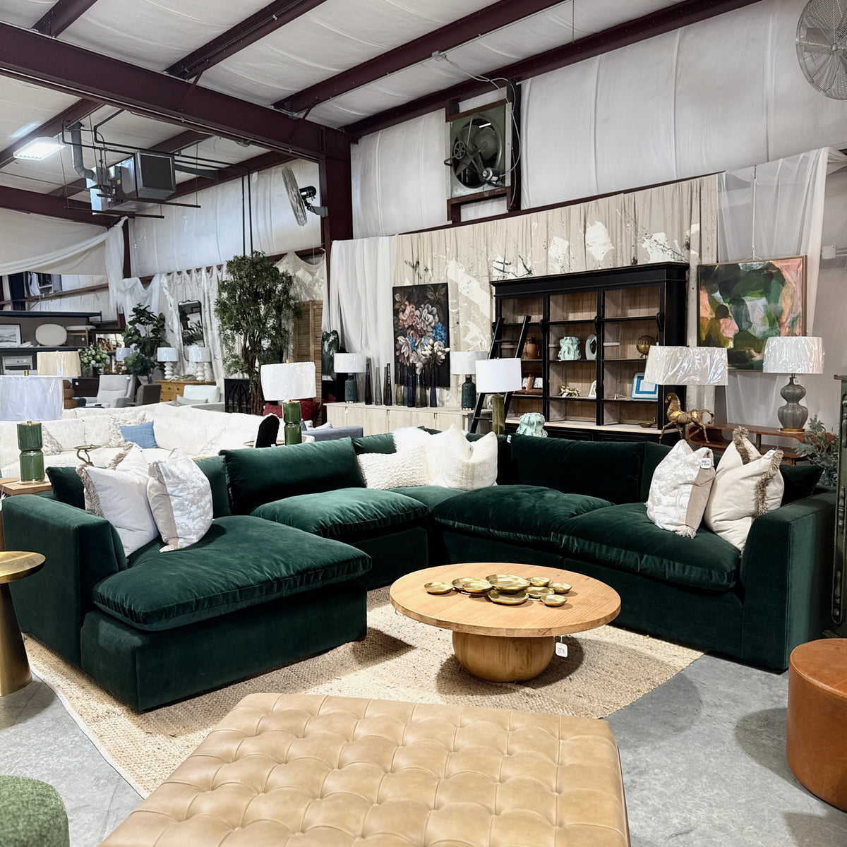 Billow Sectional in Emerald Green