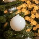 White Pearlescent Blown Glass Ornament, 4 in. 2