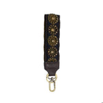 Easy Find Wristlet, Navy Hand Nailed featuring navy fabric with decorative gold-toned hand-nailed accents and leather detail, perfect for stylish organization and gifting from Knotty and Board. Every Room Needs A Little Knotty and Board. 1