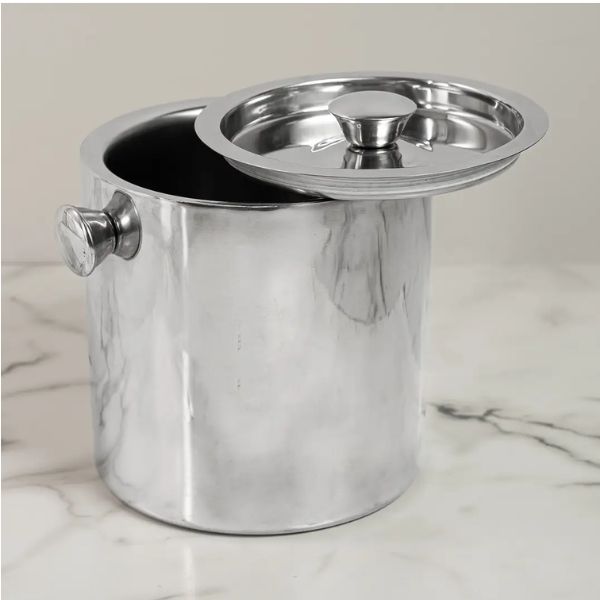 Polished Stainless Steel Ice Bucket with Lid, 7.5 in.