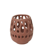 Alameda Lantern, Terracotta, 9.25 X 10.5 in. featuring a perforated design perfect for candles, ideal for adding warm decor accents to any kitchen or dining space from Knotty and Board. 1