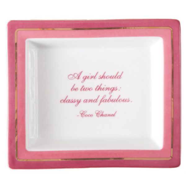 Porcelain Desk Tray, A Girl Should Be Classy and Fabulous, 6.5 x 5.75 in.