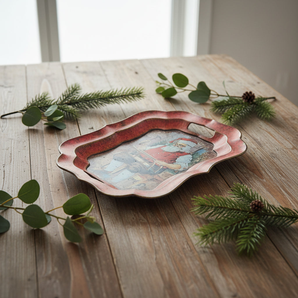 Santa In Workshop Tray, 18.31 X 14.76 X 1.57 in.