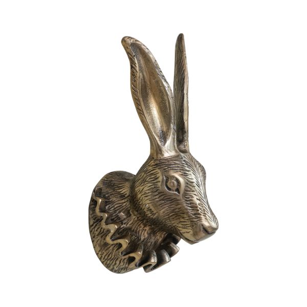 Brass Wall Mount, Rabbit Head with Ruff Collar, 5 X 6 X 12"