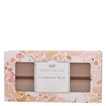 Greenleaf Scented Wax Bar, Cashmere Kiss displayed in soft pink and peach decorative packaging, perfect for adding cozy ambiance and stylish decor to any room from Knotty and Board. 1