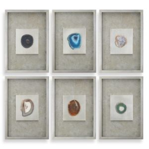 Agate Stone Silver Shadow Box, Assorted Designs, 14 X 20 X 2