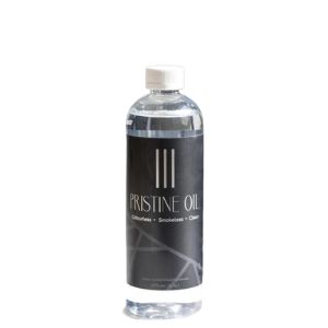 Clear bottle of Everlasting Candle Line Pristine Oil with a black label, designed for use in Knotty and Board decor and gifts, perfect for enhancing ambiance in any room.