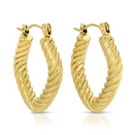 Rope Latch Back Hoops, Gold, Water-Resistant 1