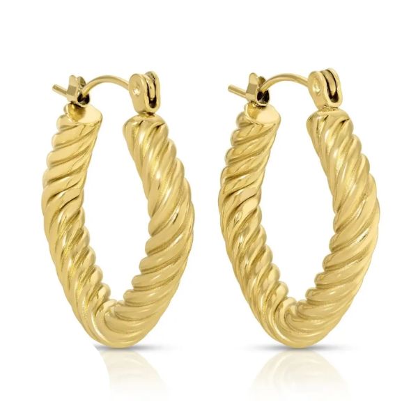 Rope Latch Back Hoops, Gold, Water-Resistant