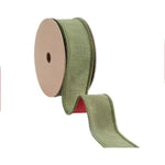 Wired 1.5 in. Double-Fused Dupioni Ribbon, Red and Moss Green, 10 yd. 1