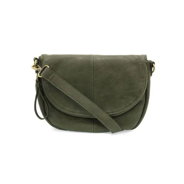 Helene Small Saddle Crossbody, Dark Basil