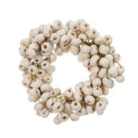 Beaded Berry Napkin Ring, Ivory made of small ivory beads resembling berries, perfect for adding a charming touch to dining decor and entertaining settings by Knotty and Board.